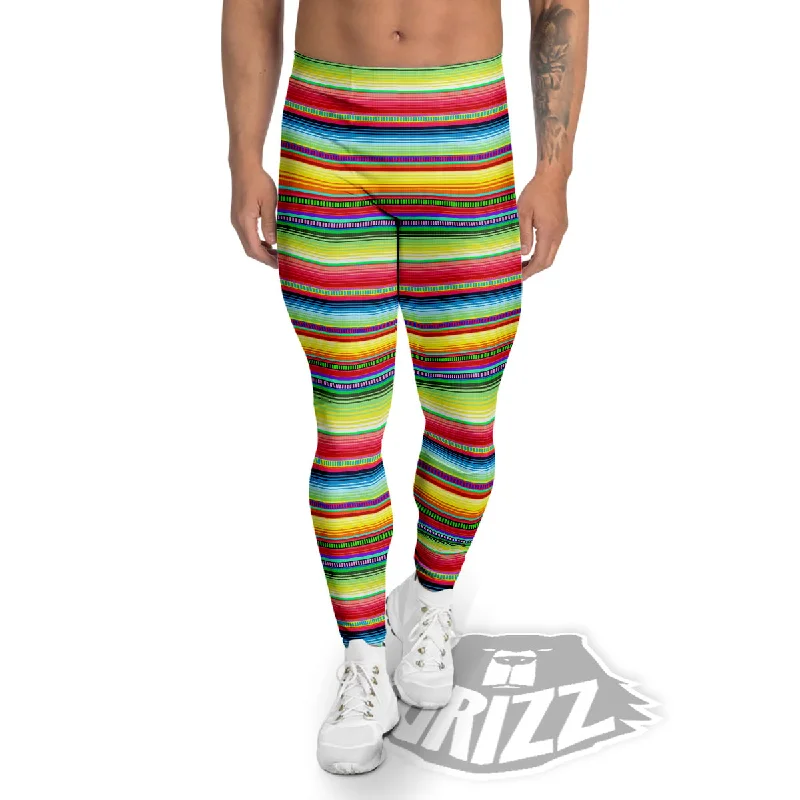 Super Bargain Mexican Stripe Cinco De Mayo Print Men's Leggings
