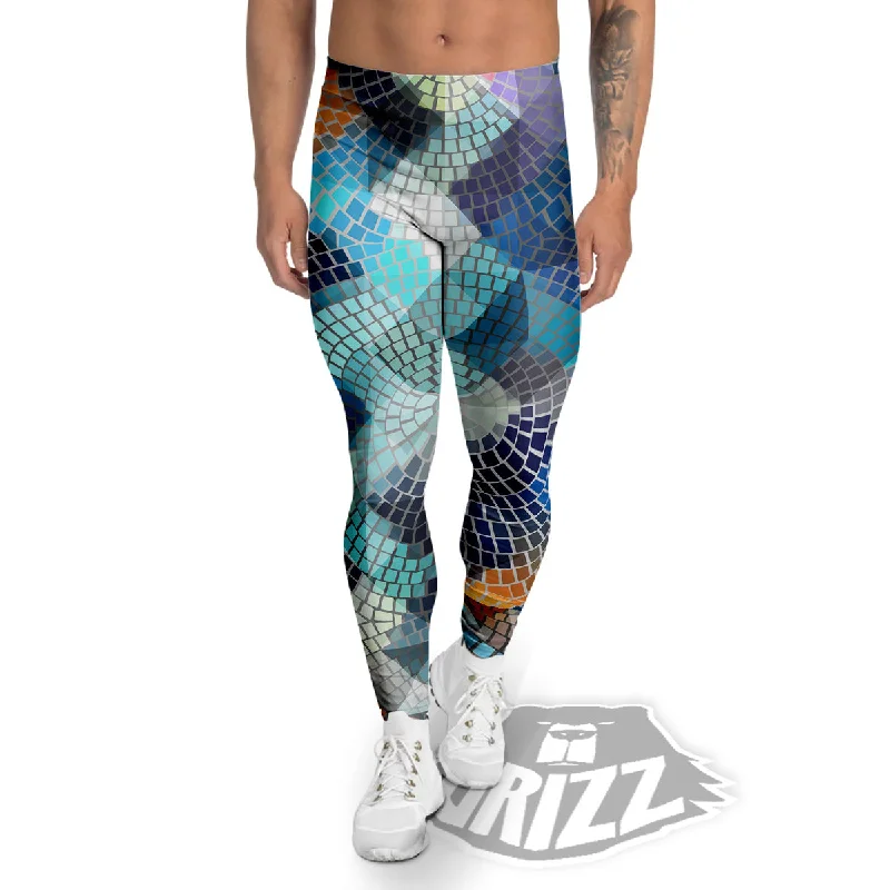 Price Reduction Mosaic Geometric Colorful Print Men's Leggings