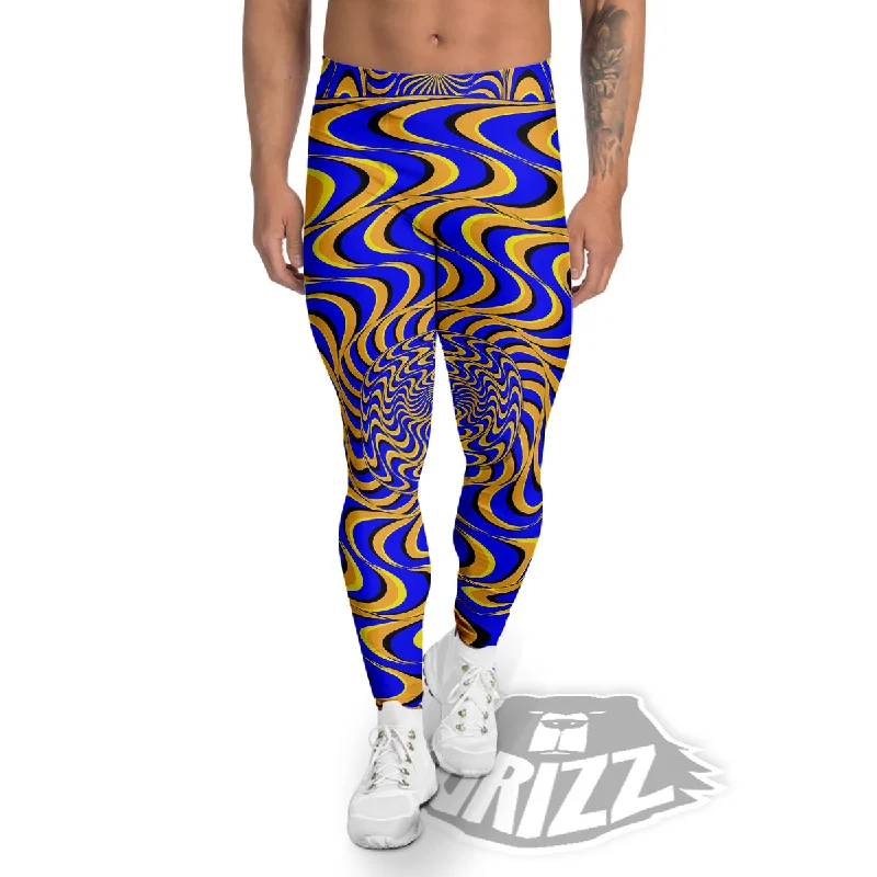 Now or Never Motion Illusion Yellow And Blue Print Men's Leggings