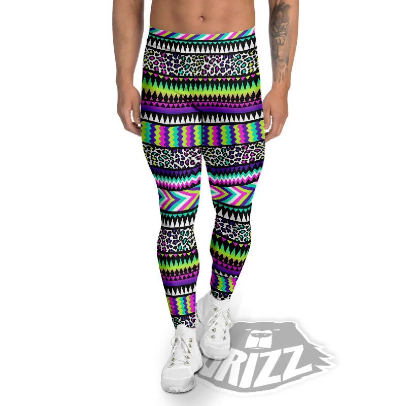 Great Deals Navajo Tribal Colorful Leopard Print Men's Leggings
