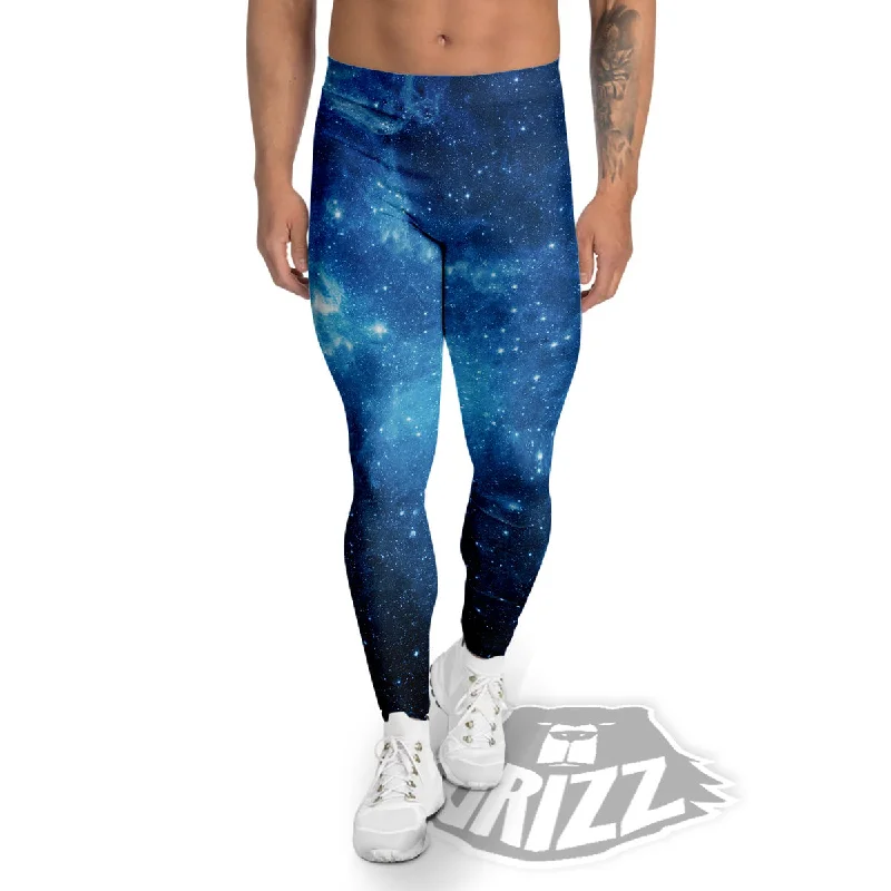 Extra Savings Nebula Galaxy Space Blue Light Print Men's Leggings