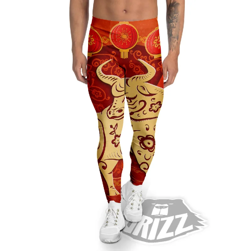 Bargain Bin Ox Sign Chinese Horoscope Print Men's Leggings