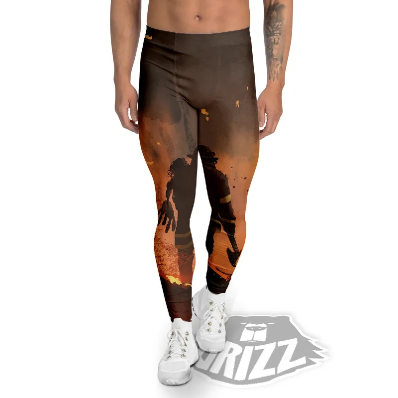 Price Smash Painting Brave Firefighter Print Men's Leggings