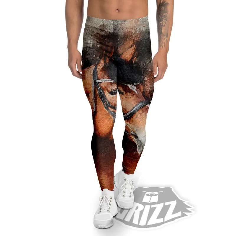 Mega Deal Painting Brown Horse Print Men's Leggings