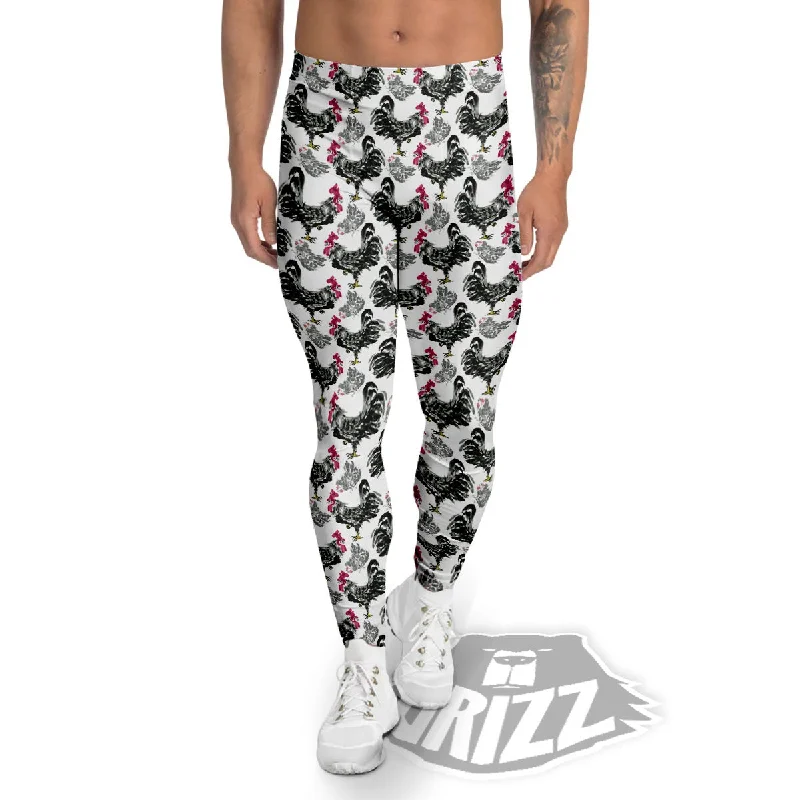 Overstock Sale Painting Chicken Ink Print Pattern Men's Leggings