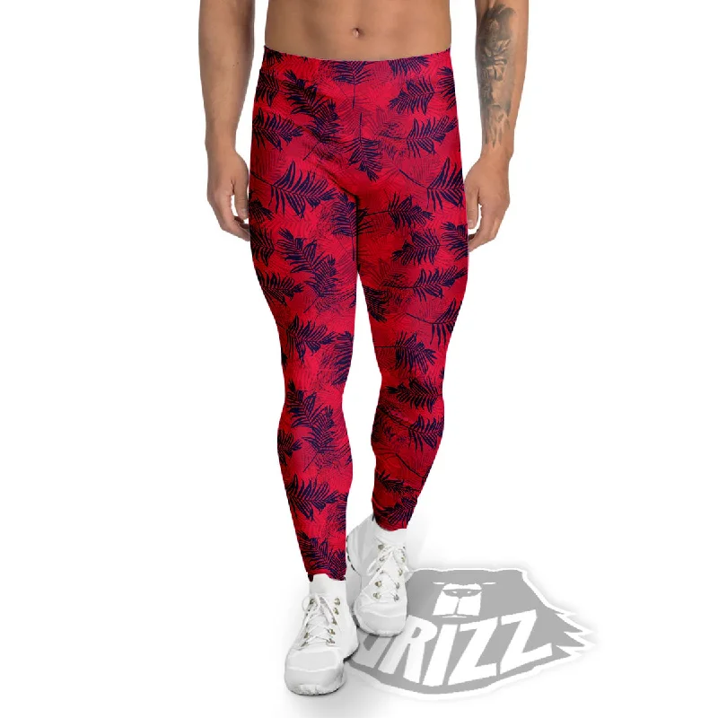 Exclusive Access Palm Tree Red Print Pattern Men's Leggings