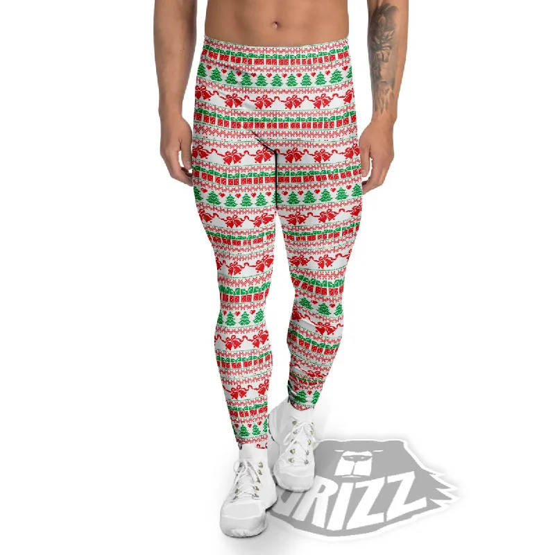Stock Up and Save Party Knitted Christmas Print Pattern Men's Leggings