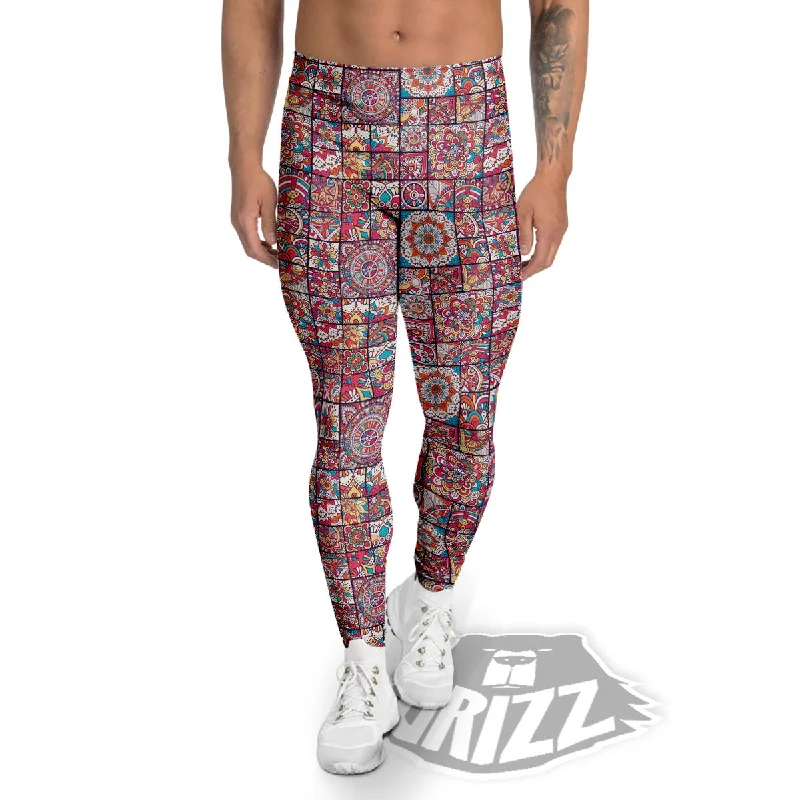 Price Drop Patchwork Bohemian Print Pattern Men's Leggings