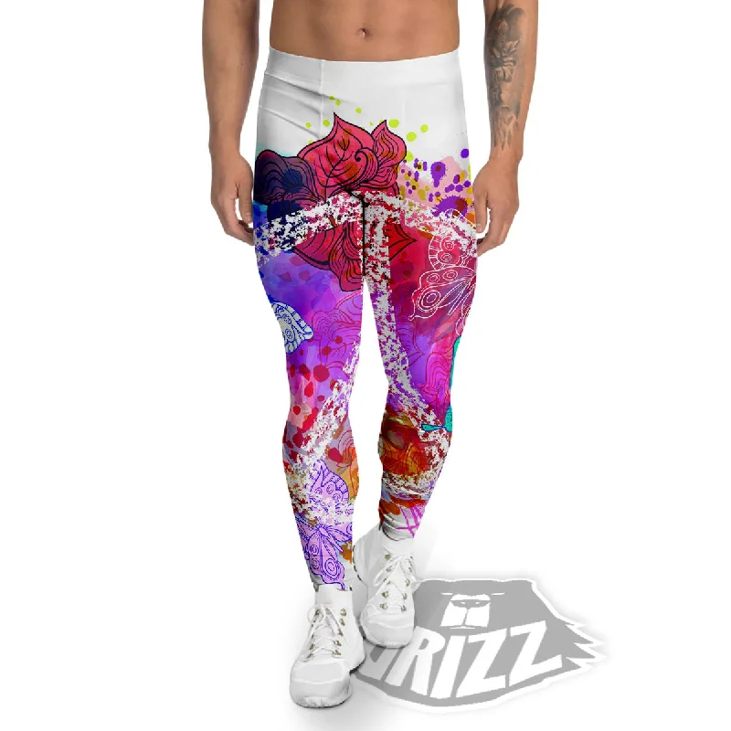 Hot Deal Peace Signs Colorful Hippie Print Men's Leggings
