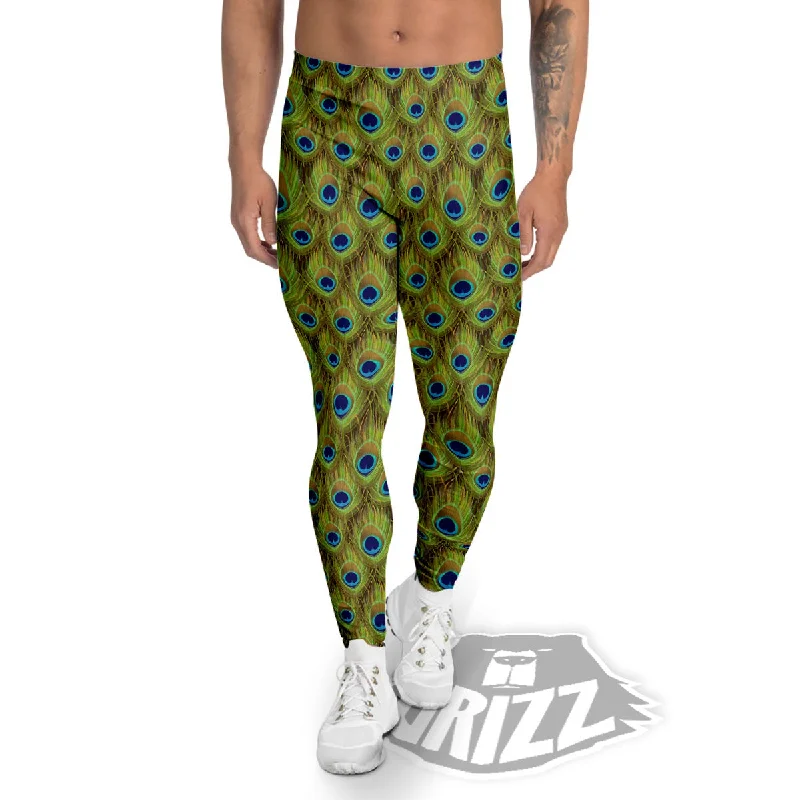 Year-End Sale Peacock Feather Boho Print Pattern Men's Leggings