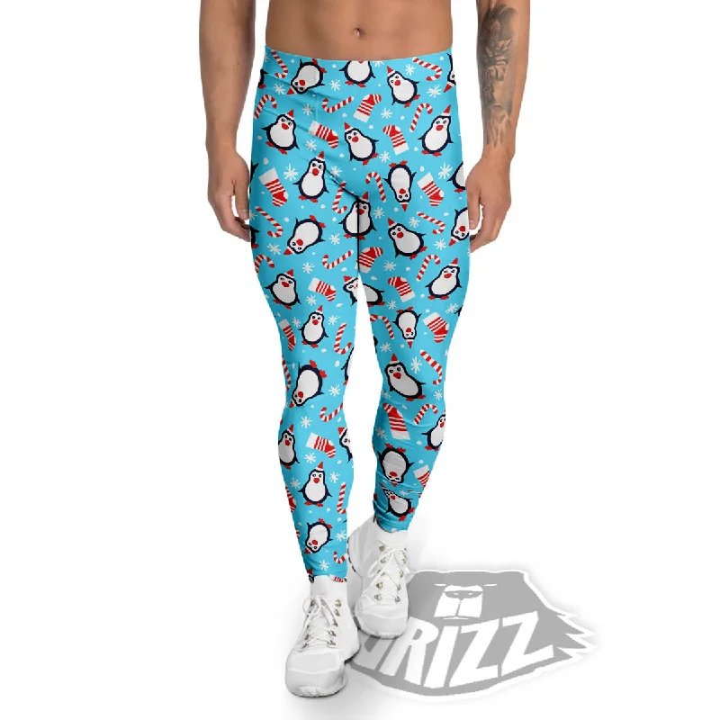 Clearance Sale Penguin Christmas Santa Print Pattern Men's Leggings