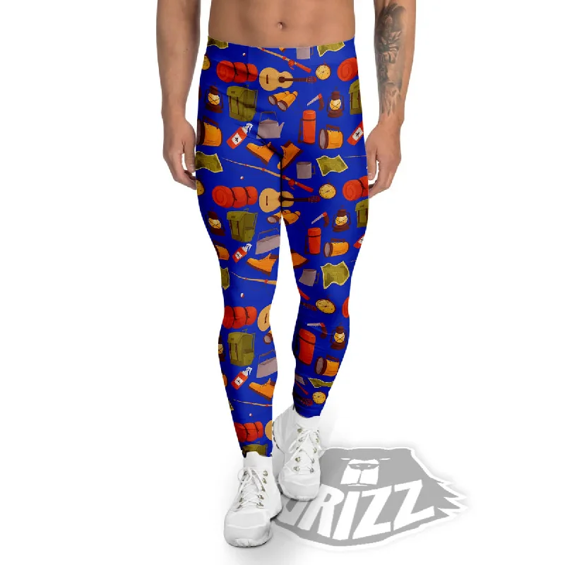 Stock Clearance Picnic Camping Print Pattern Men's Leggings