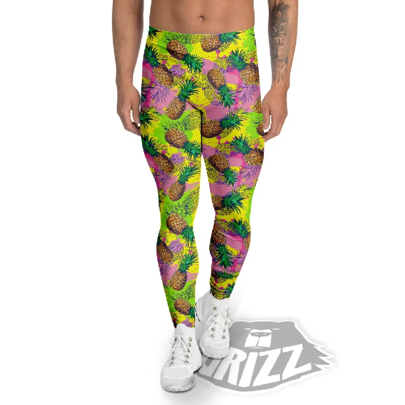 Special Price Pineapple Aloha Colorful Print Pattern Men's Leggings