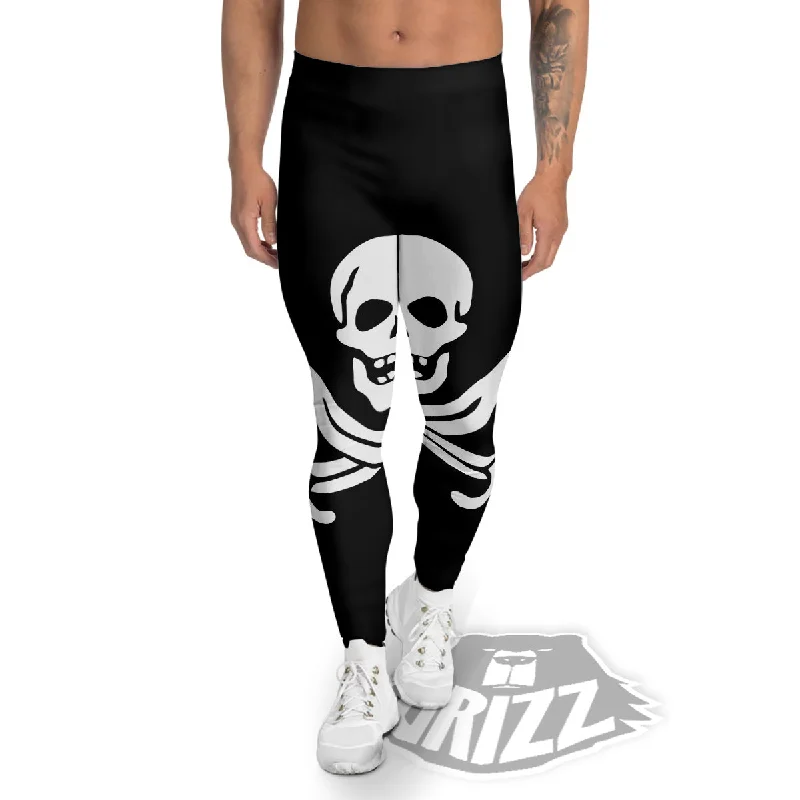 Final Markdown Pirate Flag Calico Jack Print Men's Leggings