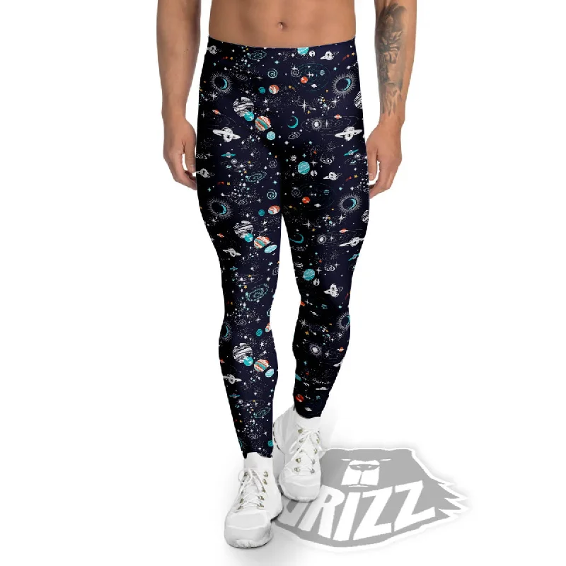 Deep Discounts Planets And Constellations Print Pattern Men's Leggings