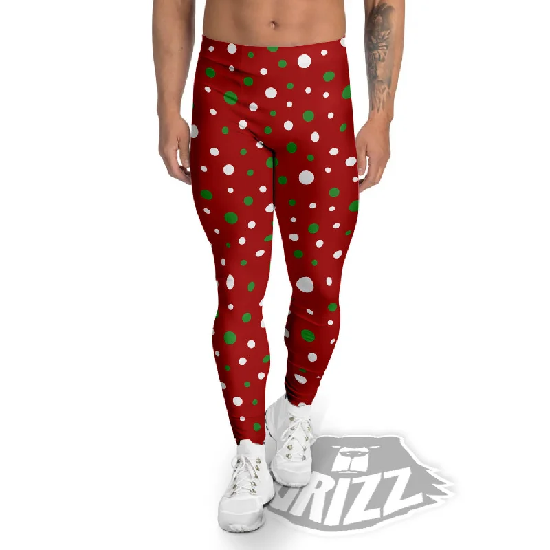 Online Specials Polka Dot Christmas Style Print Pattern Men's Leggings