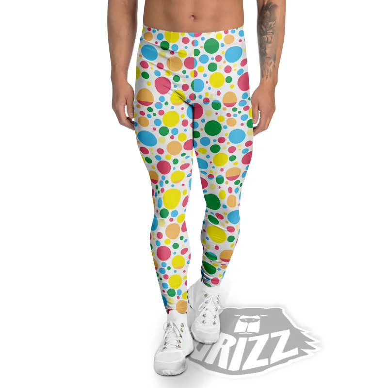 Must-Have Deals Polka Dot Colorful Print Pattern Men's Leggings