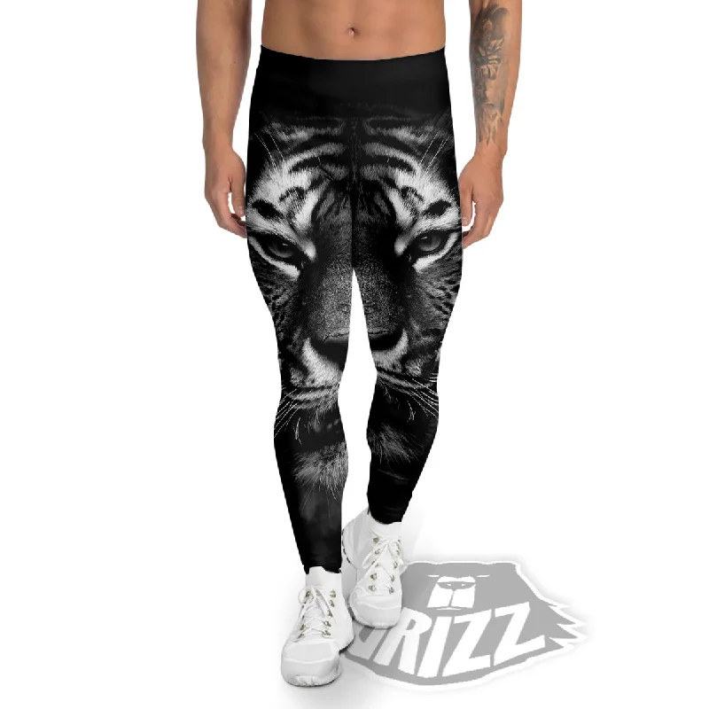 Discount Mania Portrait Black Tiger Print Men's Leggings