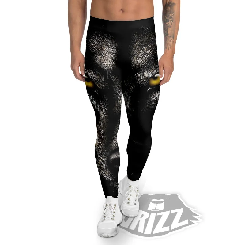 Daily Specials Portrait Black Wolf Print Men's Leggings