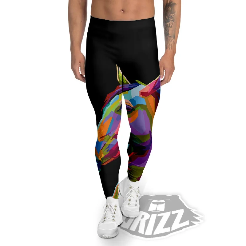 Weekend Deal Portrait Horse Colorful Print Men's Leggings