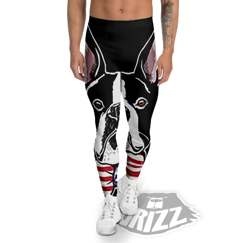 Reduced Prices Puppy Faces Boston Terrier Print Men's Leggings