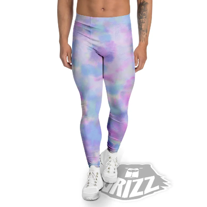 New Markdowns Purple And Blue Tie Dye Shibori Print Men's Leggings
