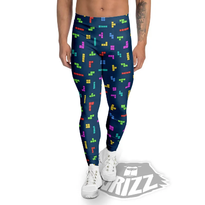 Fantastic Offers Puzzle Game Colorful Brick Print Pattern Men's Leggings