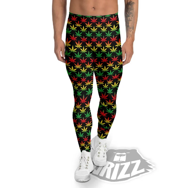 Deal Alert Rasta Cannabis Print Pattern Men's Leggings