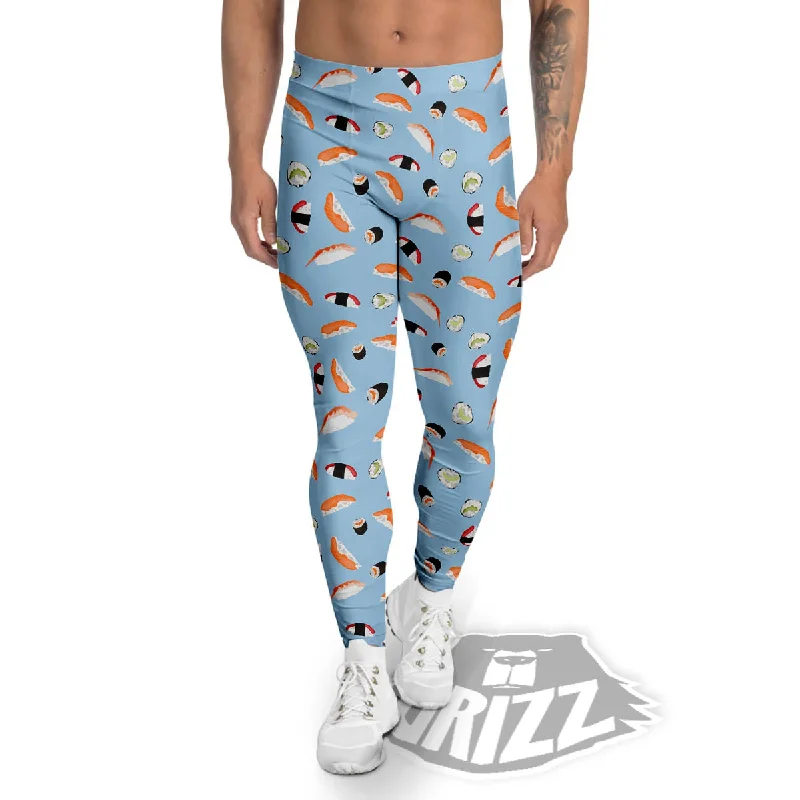 Overstock Sale Rolls And Sushi Colorful Print Pattern Men's Leggings
