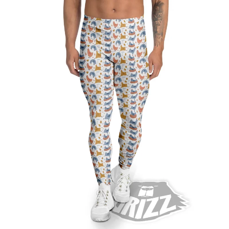 Blowout Sale Rooster Colorful Print Pattern Men's Leggings