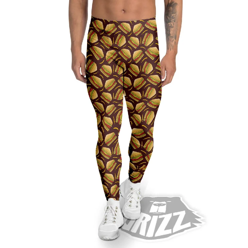 Customer Appreciation Sale Sandwiches Brown Print Pattern Men's Leggings