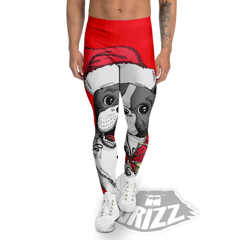 Year-End Sale Santa Christmas French Bulldog Print Men's Leggings