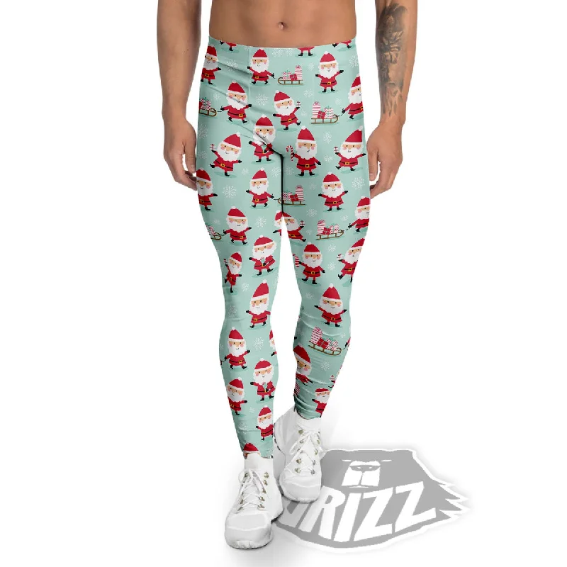 Online Exclusive Santa Claus Cartoon Print Pattern Men's Leggings