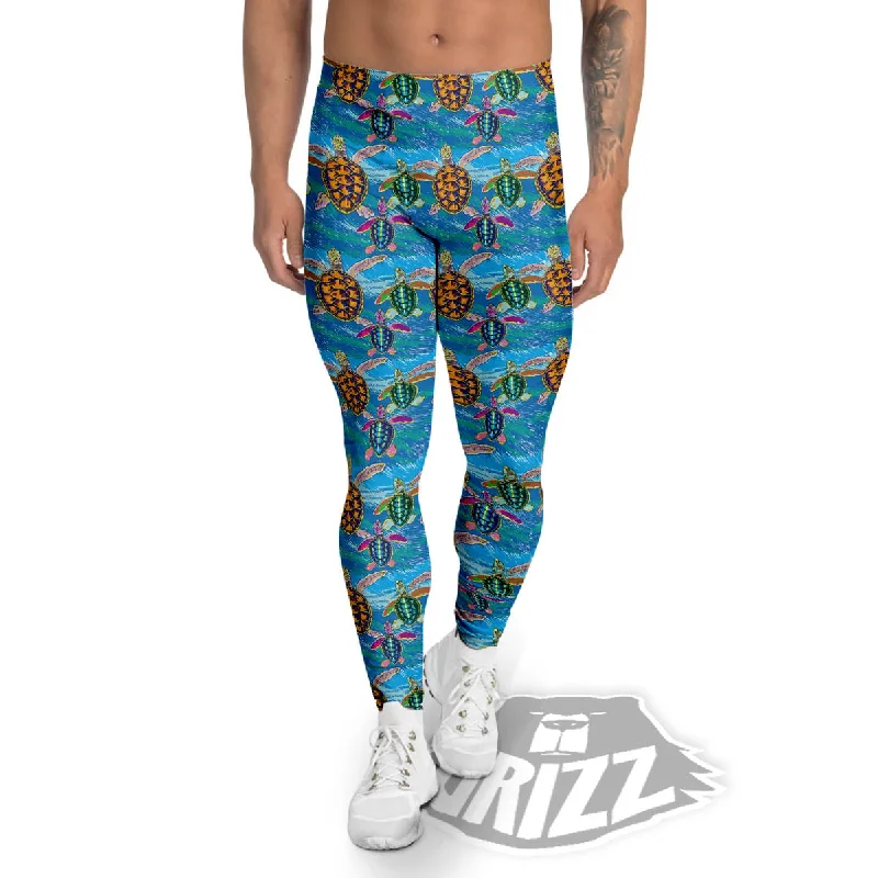 Seasonal Sale Sea Turtle Colorful Print Pattern Men's Leggings