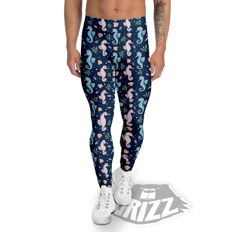 Exclusive Deal Seahorse Colorful Print Pattern Men's Leggings