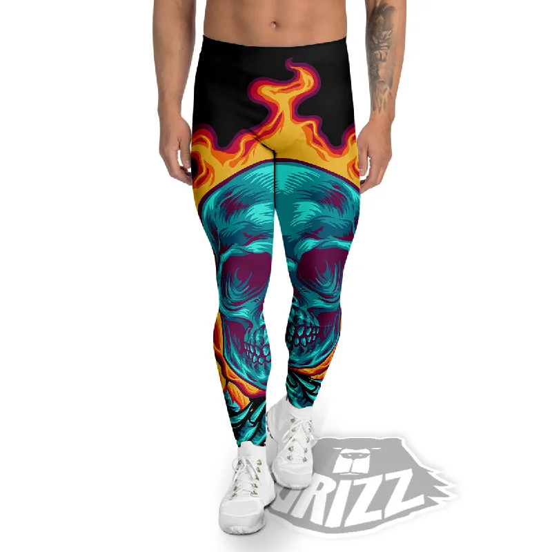 Massive Deals Skull Burning Print Men's Leggings