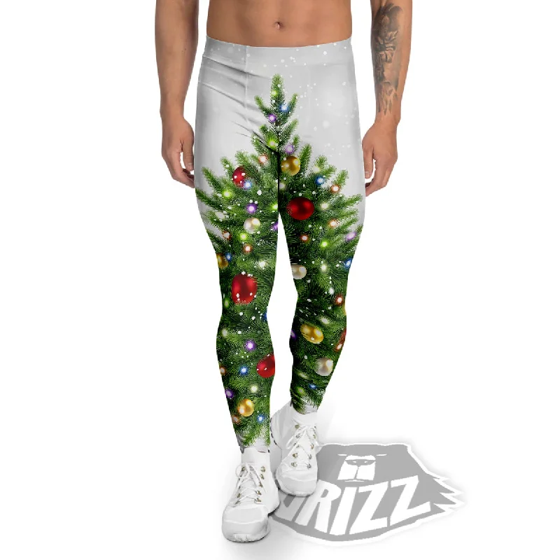 Mega Sale Snow And Christmas Tree Print Men's Leggings