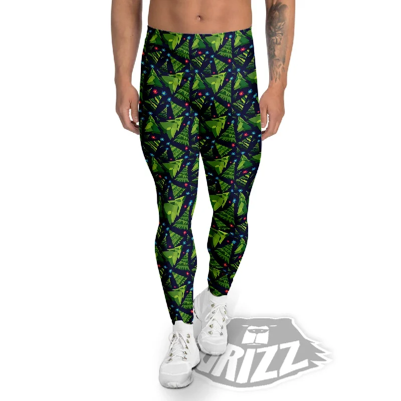 Best Deals Star And Christmas Tree Print Pattern Men's Leggings