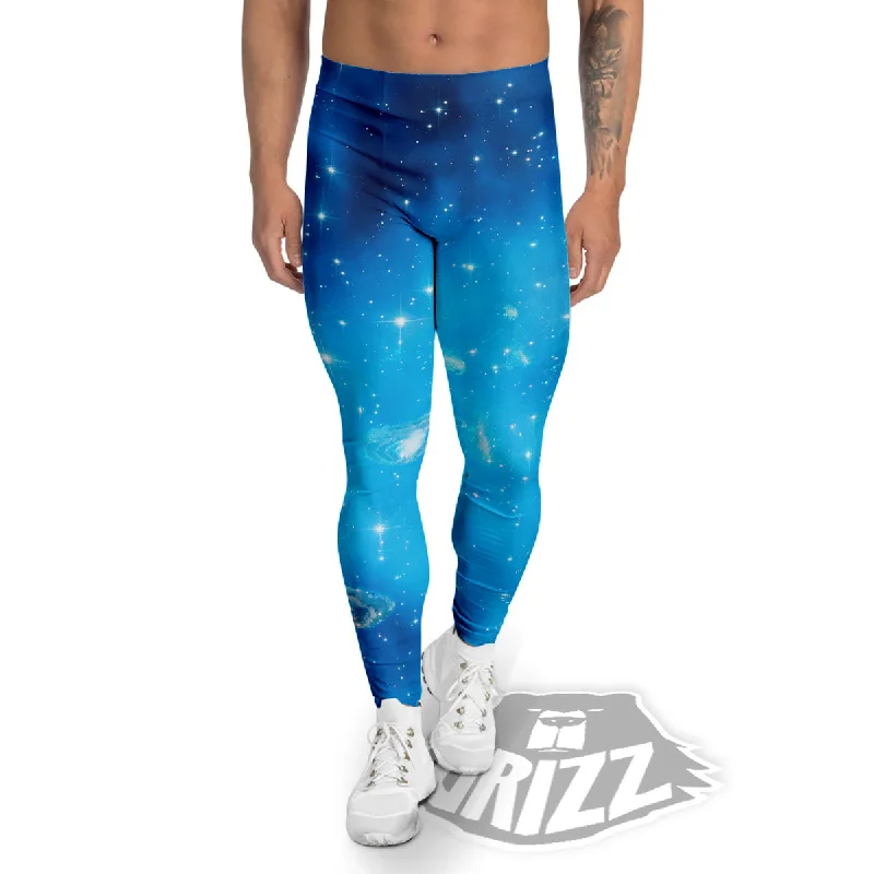 TIME-Limited Offer Starfield Galaxy Space Blue Cloud Print Men's Leggings