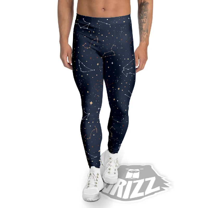 Stock Clearance Stars Constellation Print Pattern Men's Leggings