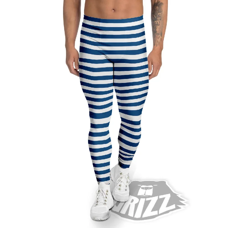 Price Rollback Striped Blue Print Pattern Men's Leggings