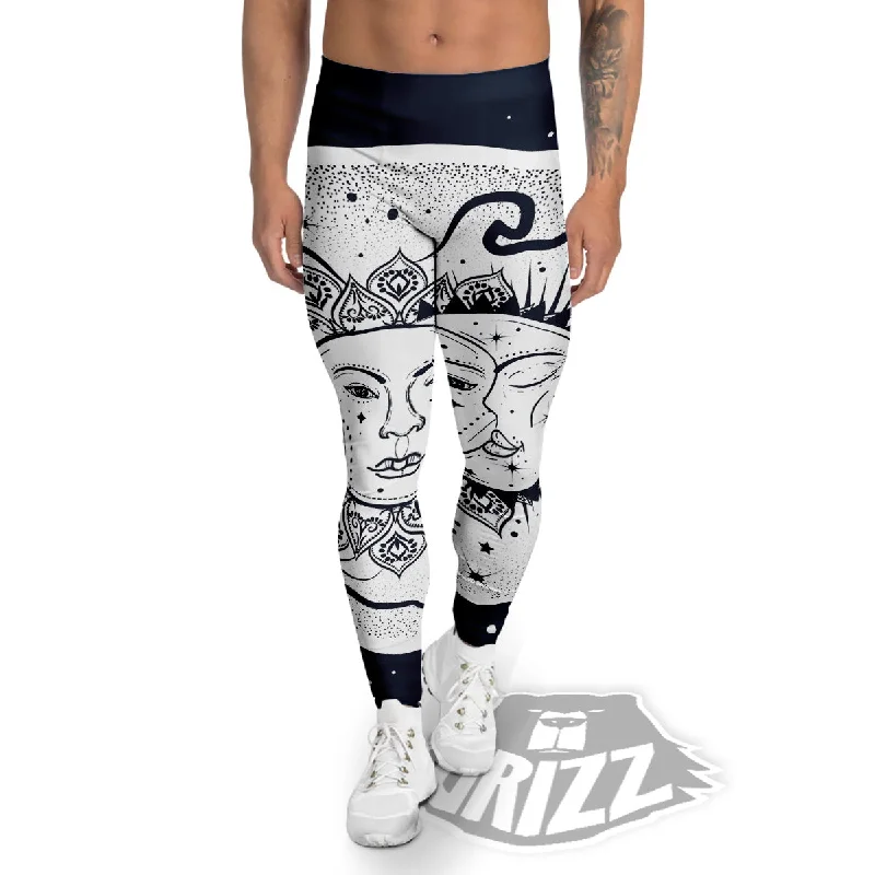 Exclusive Savings Sun And Moon Bohemian Celestial Print Men's Leggings