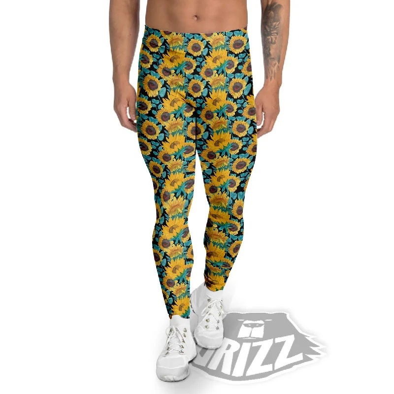Price Drop Alert Sunflower Bright Print Pattern Men's Leggings