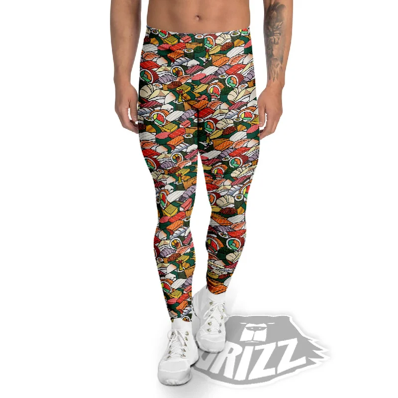 Discount Extravaganza Sushi Japanese Colorful Print Pattern Men's Leggings
