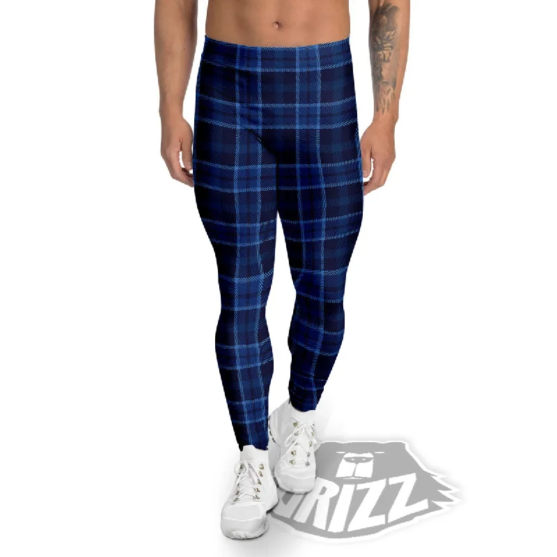 Customer Appreciation Sale Tartan Blue Print Pattern Men's Leggings