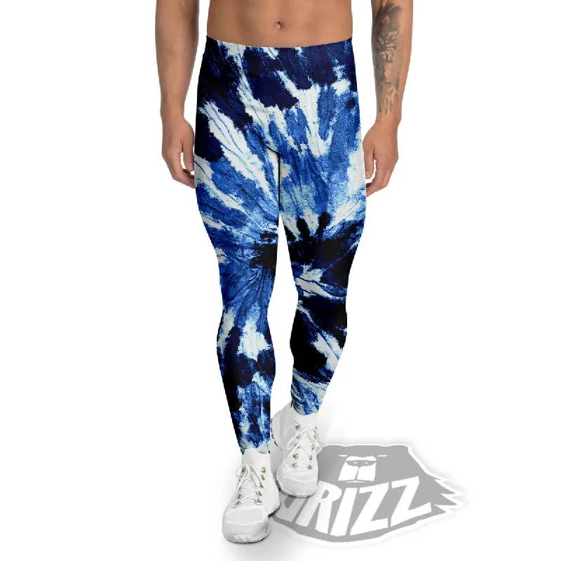 New Deals Tie Dye Black And Blue Print Men's Leggings