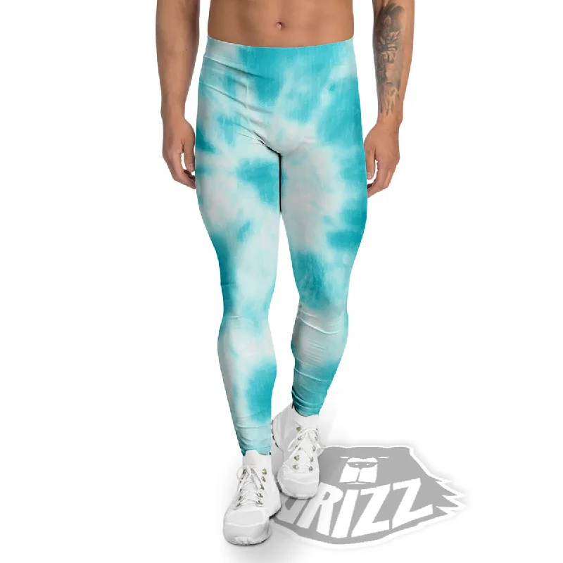 Incredible Offers Tie Dye White And Blue Print Men's Leggings