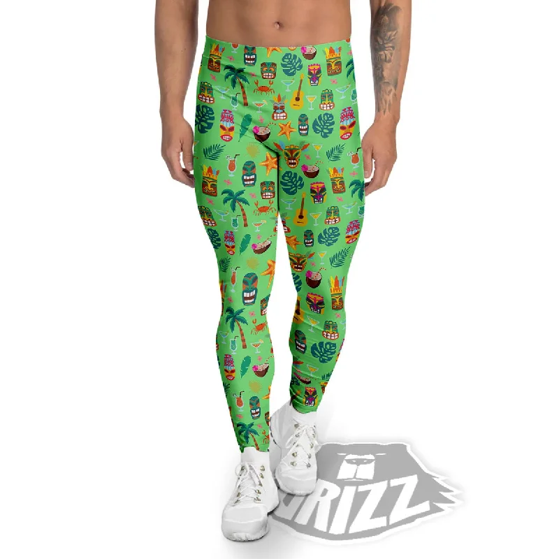 Discount Mania Tiki Colorful Print Pattern Men's Leggings