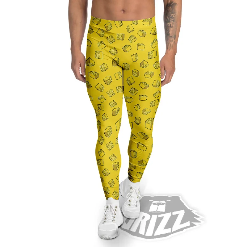 Crazy Savings Toy Building Blocks Print Pattern Men's Leggings