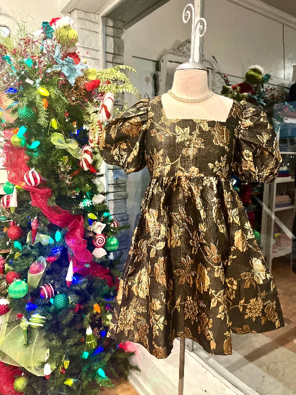 Epic Deals Black and Gold Floral Dress